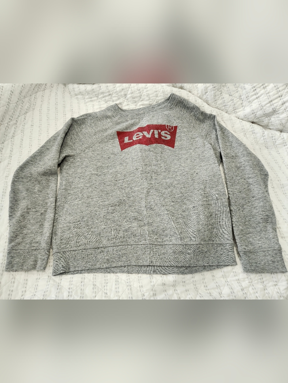 Women's Levi's Gray Crewneck Sweater with Red Logo